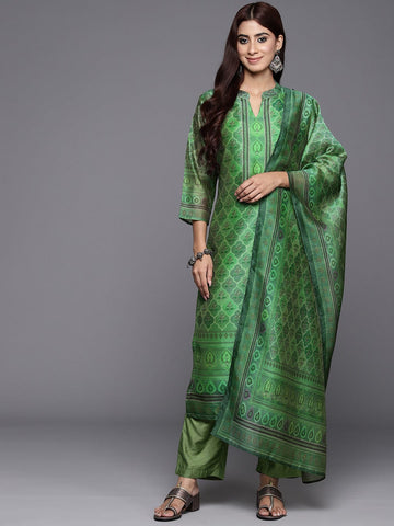 varanga-women-green-ethnic-printed-straight-kurta-with-bottom-and-dupatta-vskd32026